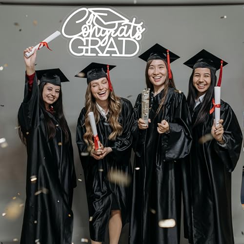 Congrats Grad Neon Sign for 2025 Graduation Decorations,16.5 x 9.9 IN White Dimmable Led Light Congrats Sign for Graduatio...