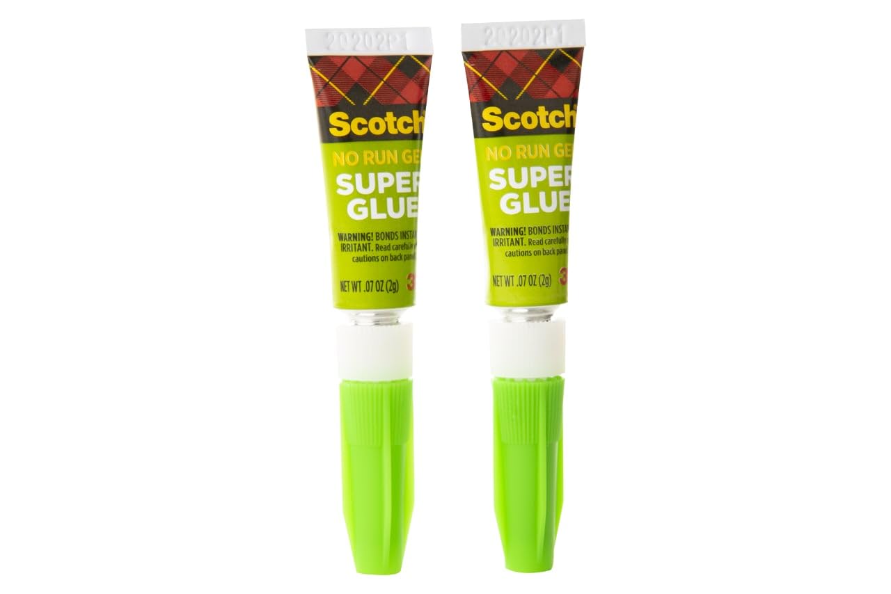 Scotch Super Glue Gel, .07 oz, 2-Pack, Dries Quickly with a Permanent Hold (AD112)