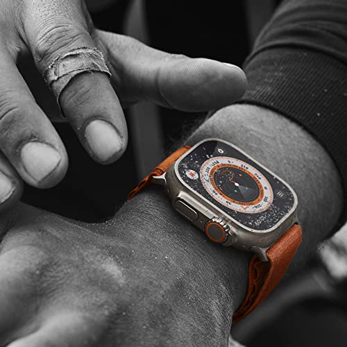 Apple Watch Ultra [GPS + Cellular 49mm] Titanium Case with Orange Alpine Loop, Small (Renewed)
