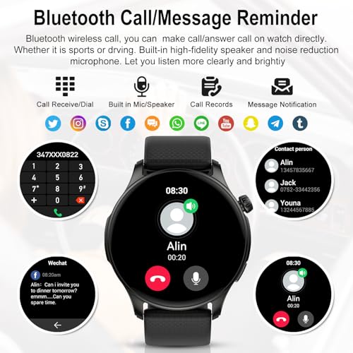 Smart Watch for Men Women Fitness: Waterproof Make/Answer Call Smart Watches for Men Digital Mens Watches Run Smartwatch A...