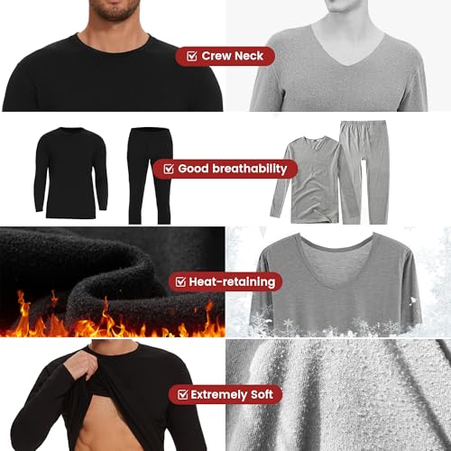 OBFUN Thermal Underwear for Men Long Johns Set - Fleece Lined Base Layer for Cold Weather Winter Clothes