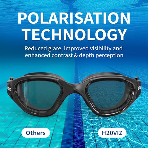 H20VIZ Swimming Goggles | Polarised, Anti-Fog, UV400 Protection, Anti-Leak, Includes Pro Swim Ear Plugs | Men Women Teens
