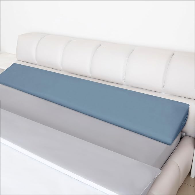 WdFour Bed Wedge Pillow, Close Off Headboard, Wall and Mattress Gap. Incline, Slanted Sweat-Proof Pillow for Neck and Back Pain Relief Anti-snoring for Comfortable Sleeping.(Smoky Blue,76Wx10Dx6H)