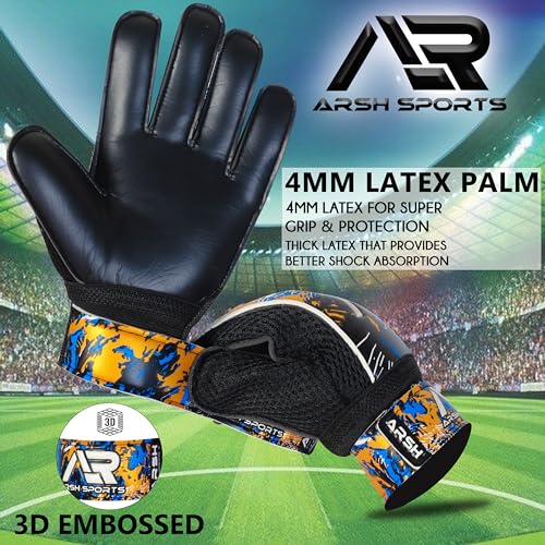 Arsh Sports Soccer Goalie Gloves, Football Goalkeeper Gloves for Kids Youth & Adult Strong Grip Finger Save 4mm Latex Fing...