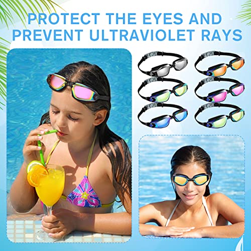 Fabbay 6 Pack Swim Goggles for Adult Anti Fog Swimming Glasses No Leaking Full Protection Pool Goggles for Women Men Youth