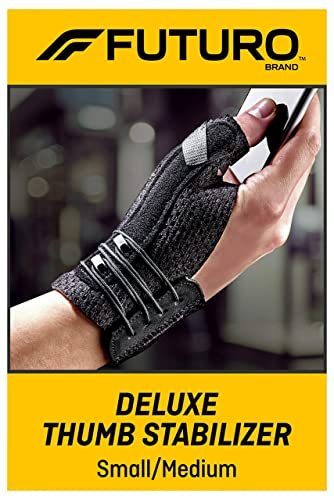 FUTURO Deluxe Thumb Stabilizer, Left or Right Hand, Small/Medium Size, Adjustable, Stabilizes and Supports Sore, Weak or I...