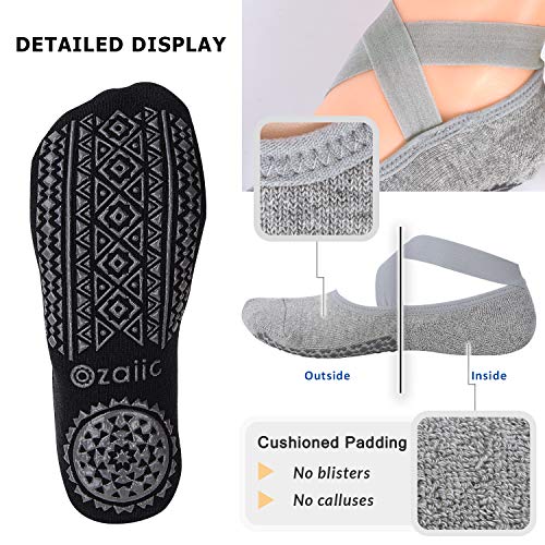 Ozaiic Pilates Socks for Women Non Slip Grip, Yoga Socks with Grippers for Barre, Hospital, Ballet, Dance, Barefoot Workout