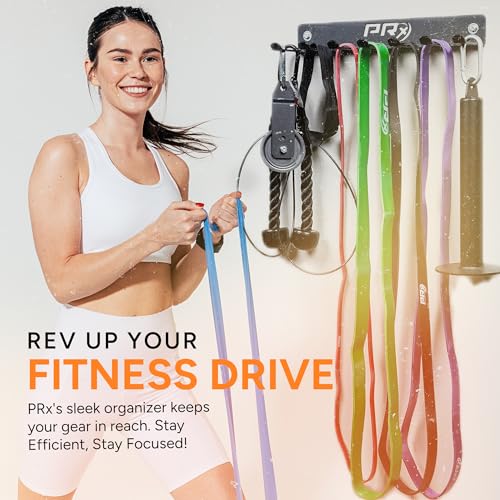 PRx Performance Wall-Mounted Gym Rack Organizer – Heavy-Duty Fitness Equipment Storage for Resistance Bands, Jump Ropes & ...