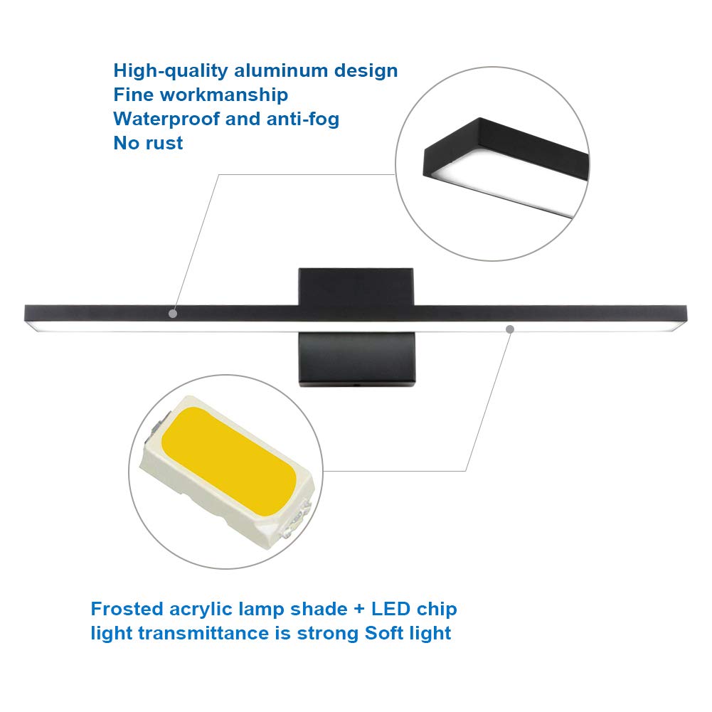 Ralbay 24 Modern Led Vanity Light, 20W Aluminum Fixture, Frosted Cool White, Model Maryan