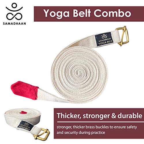 Samadhaan Yoga Strap with Durable Sliding Brass Buckle | Strong & Secure Yoga Strap | Double Thickness Adjustable Yoga Bel...