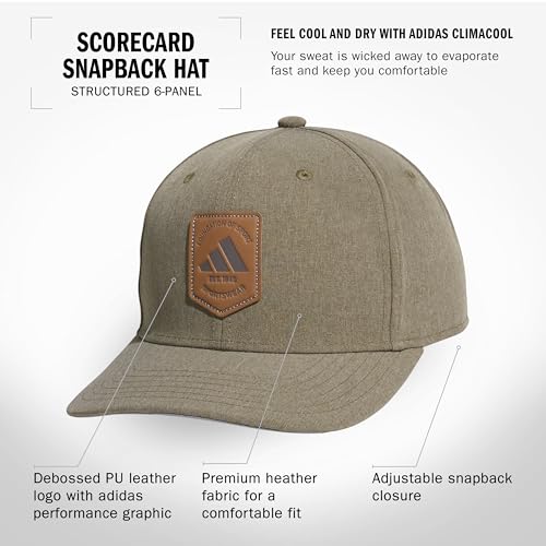 Adidas Mens Scorecard High Crown Low Curve Brim Snapback Adjustable Fit Course Style Hat