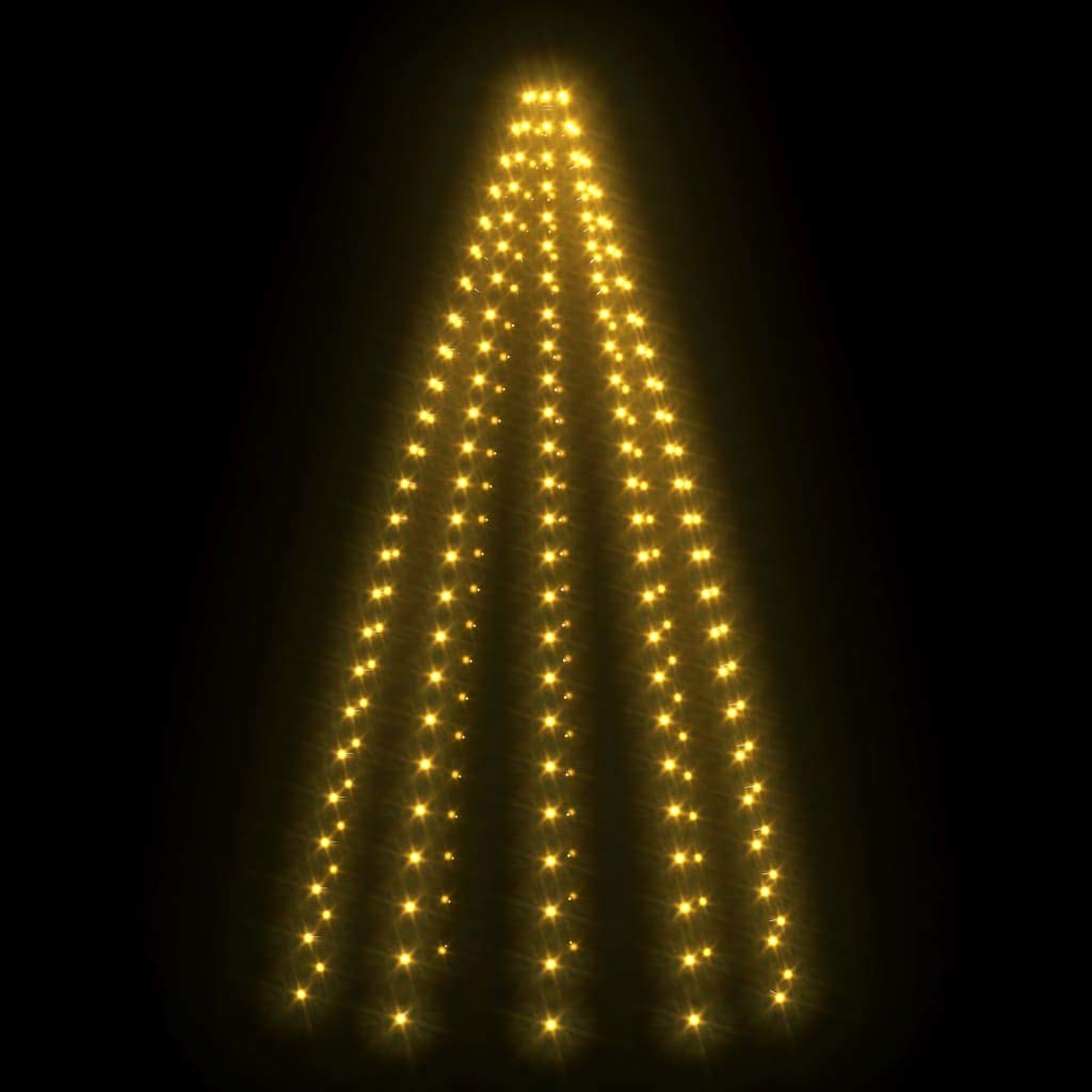 vidaXL Christmas Tree Net Lights, 250 Warm White LEDs, 98.4in, Waterproof, USB Connector, Dark Green PVC Material, Model 51280