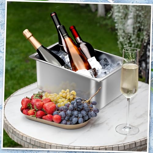 meekoo 2 Pack Ice Buckets for Freezer Wine Beer Champagne Bucket Stainless Steel Bin for Freezer Metal Drink Buckets Cockt...