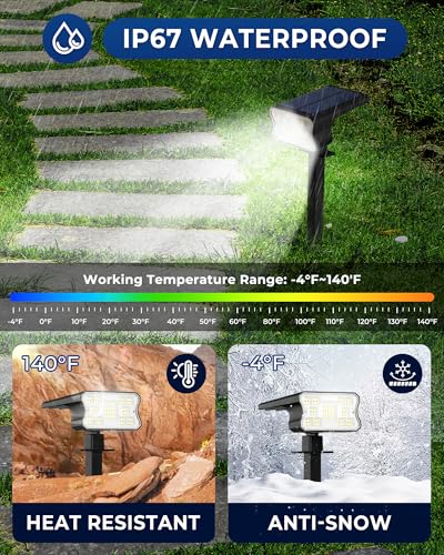 HGGH Solar Lights Outdoor Waterproof IP67, 60 LED 3 Lighting Modes Solar Spot Lights Outdoor for Yard Garden Pathway Lands...