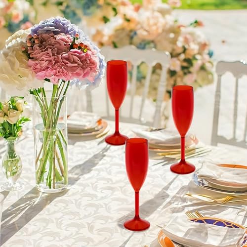 12 Pcs Champagne Flutes 5.4OZ Plastic Champagne Glasses Wine Glasses Plastic Goblets for Parties Mimosa Bar Glasses Stemme...