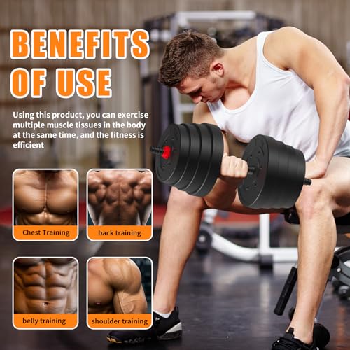 BBRUN Adjustable Dumbbell Set 25/45/75/90LB, Changeable Dumbbell Set with Connecting Rod 4 in1 Dumbbells Set Used as Barbe...