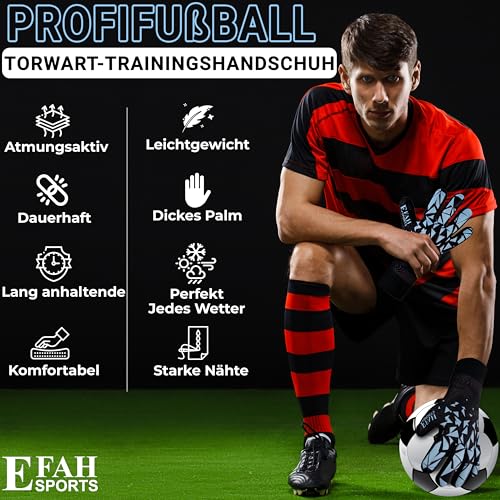 EFAH SPORTS Soccer Goalkeeper Gloves for Boys Kids Children Youth Adult Professional Goalkeeping Glove with Strong Grip Pr...