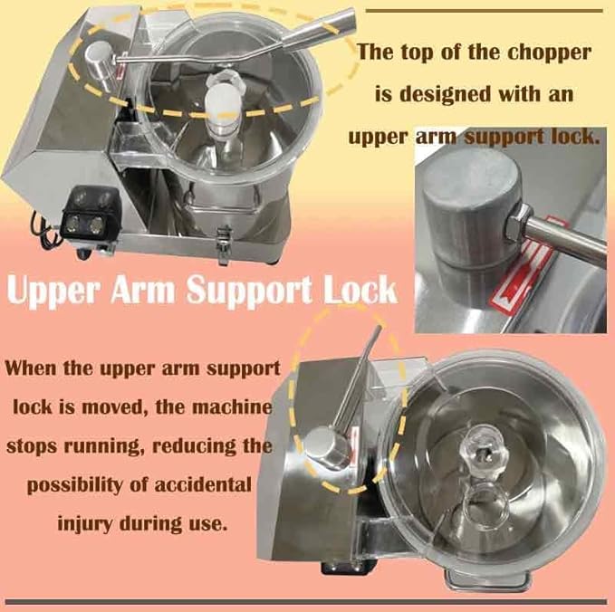12L Commercial Food Processor, Stainless Steel Electric Meat and Vegetable Chopper 2000W, Adjustable Speed for Fruits Grains Peanut Ginger Garlic 110V