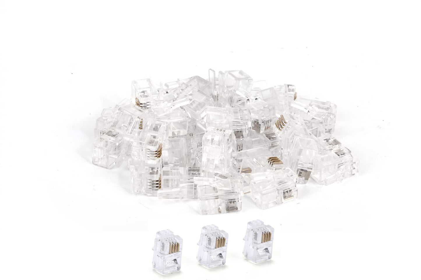 Seefeful 100 Packrj9 4P4C Phone Modular Telephone Cord Connector Adapter Crimp (4P4C)