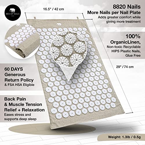 Bed of Nails The Comfortable ECO Acupressure Travel Mat and Pillow Acupressure Set - Premium Acupuncture Mat for Back Pain...