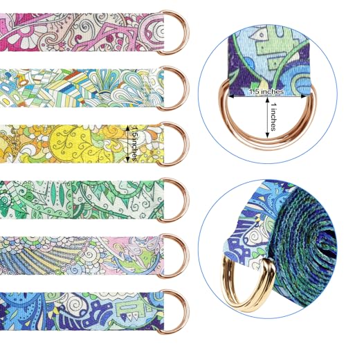 6 Packs Yoga Strap for Stretching Yoga Belt Adjustable Straps for Non Elastic Stretching Strap Exercise Straps for Pilates