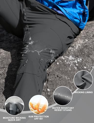 MOURCE Men's Lightweight Hiking Pants Quick Dry - Water Resistant Outdoor Cargo Pants for Men 7 Pockets