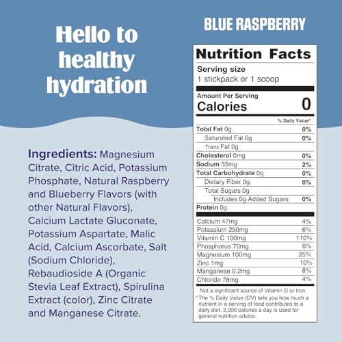 Ultima Replenisher Daily Electrolyte Powder Drink Mix – Sugar Free – Blue Raspberry, 90 Servings – Hydration Powder with 6...