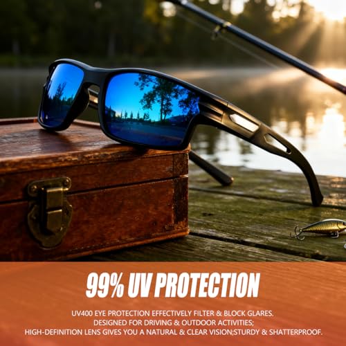SQOQS Polarized Sports Sunglasses for Men UV400 Protection, Lightweight Wrap Around Sun Glasses for Fishing Cycling Running