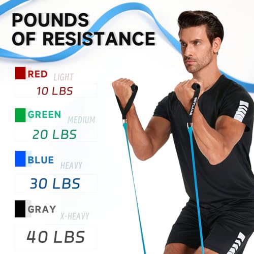 Exercise Bands with Handles, Resistance Bands with Handles, Ideal for Physical Therapy, Strength Training, Muscle Toning -...