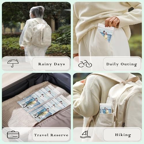 MZYIWUU 10 Pack Disposable Rain Ponchos for Adults, Card-Sized Emergency Ponchos Family Pack with Hood for Travel