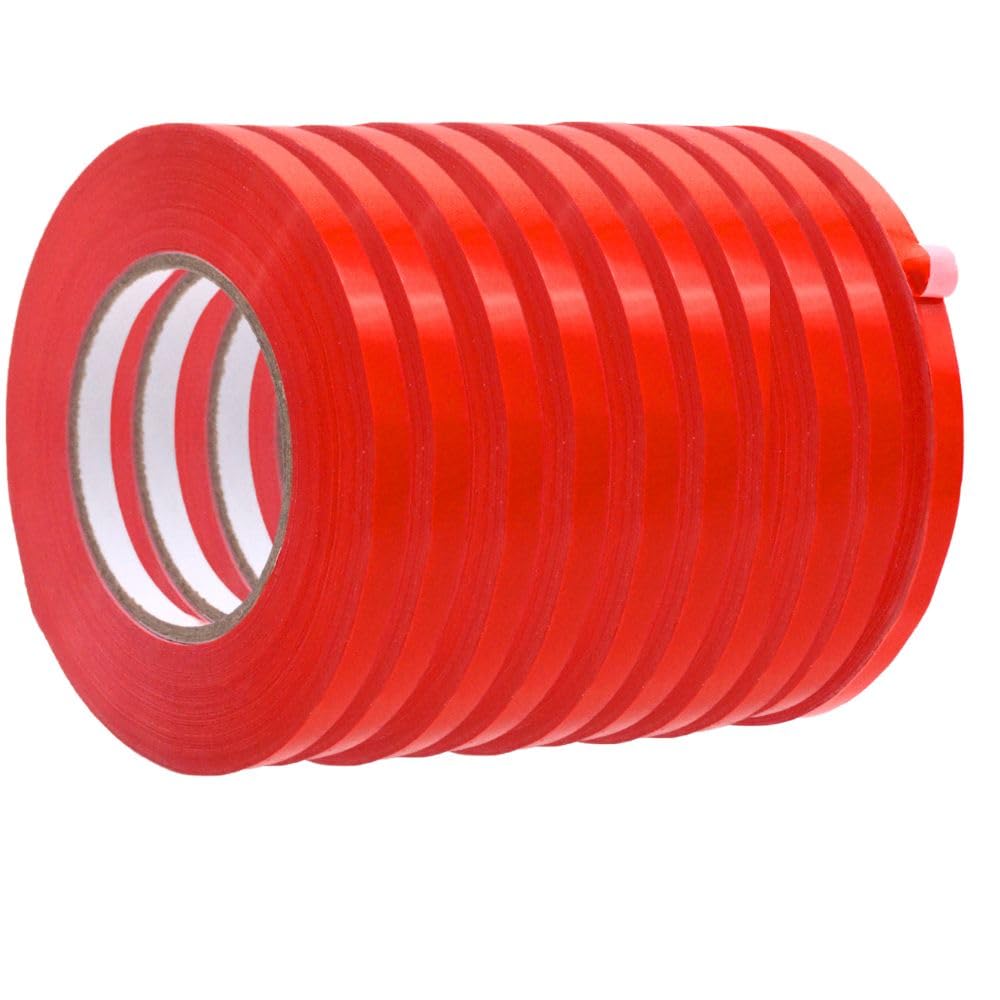 WOD Red 10 Pack, Poly Bag Sealer Tape - 3/8 inch x 180 yds. for Color Coding Age of Perishables, Food Storage, Pack,Aging and Sealing Meat, Candy, or Gifts BSTC22PVC