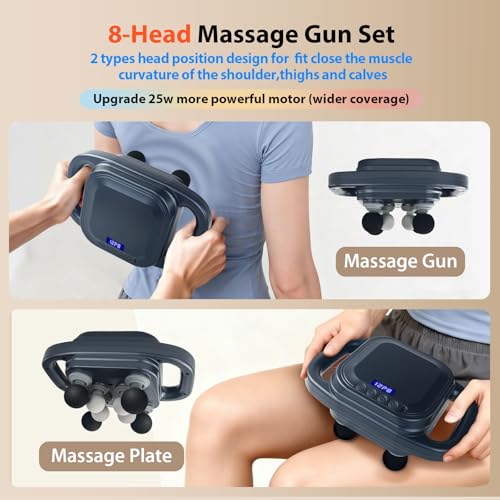 grnpeak 8 Head Massage Gun Deep Tissue,Back Massager for Pain Relief Deep Tissue,Neck Massager,Shoulder Massager,Handheld ...