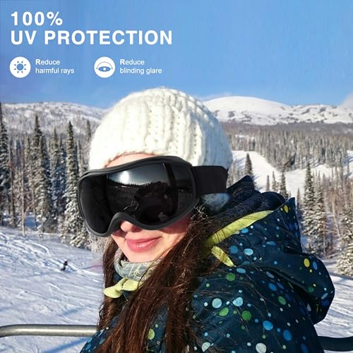 SPOSUNE OTG Ski Goggles Men Women, Over Glasses Anti Fog Snowboard Goggles, UV Protection Snow Goggles for Adult & Youth