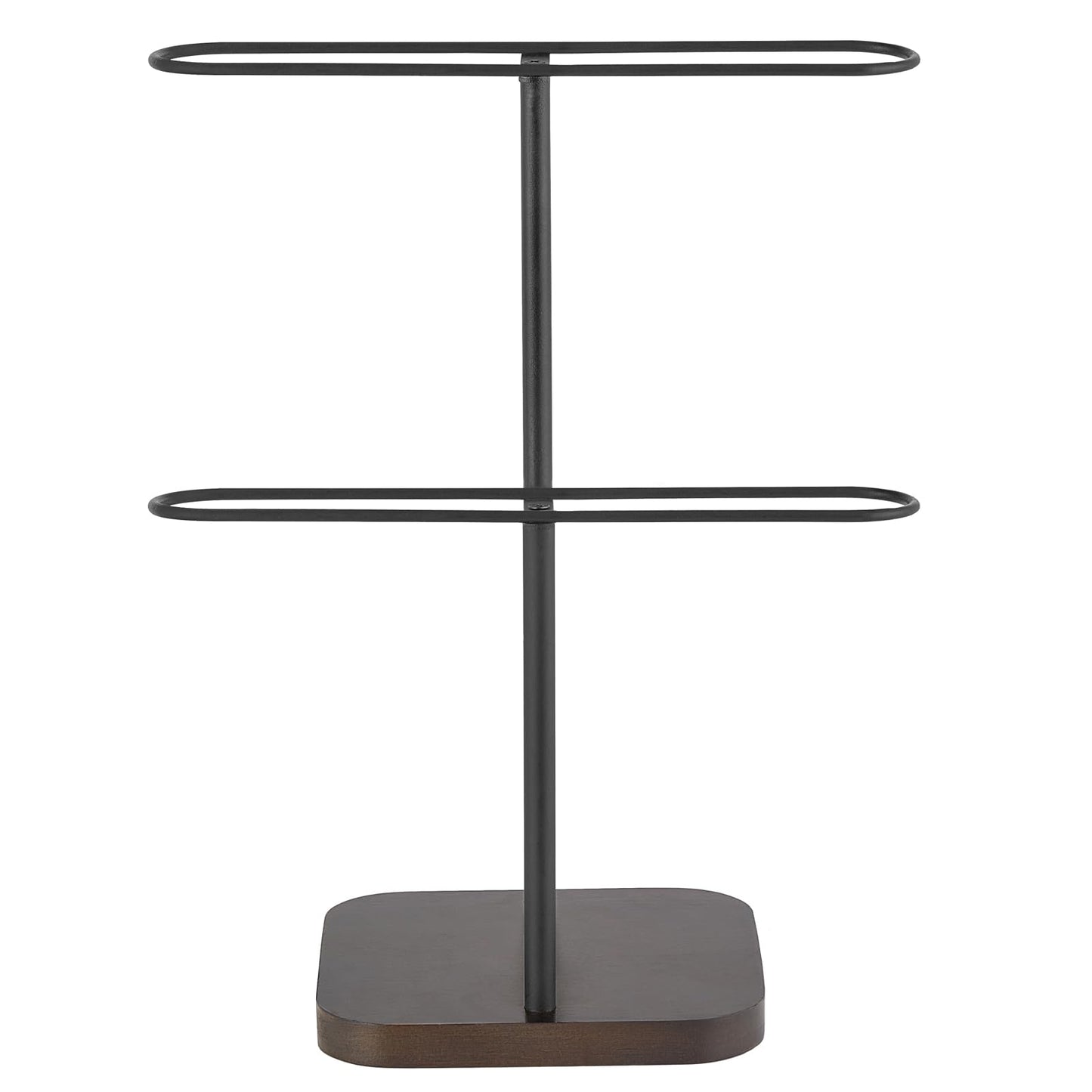 Mkono Sunglasses Organizer Glasses Holder Stand for 24 Pairs of Eyewear, 2 Tier Sunglass Storage Eyeglasses Display Rack Metal Frame with Wood Base for Table Desk Countertop Dresser Bedroom, Black