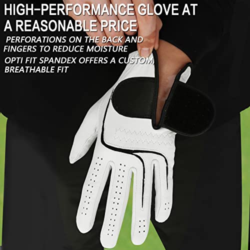FINGER TEN Mens All Premium Soft Cabretta Leather Tour Fit Grip Left Hand Lh Right Hand Rh with Cadet Size Golf Gloves Val...