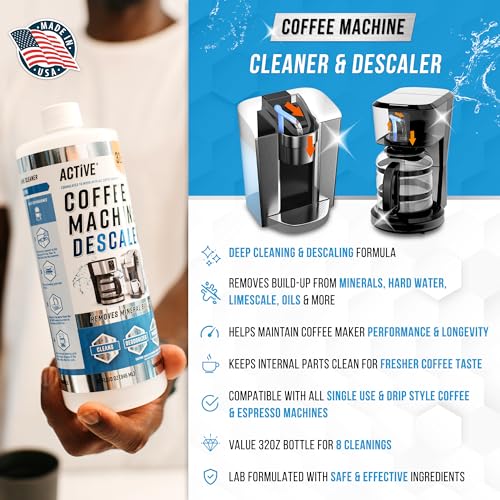 ACTIVE Coffee Machine Descaler Descaling Solution - 32oz (8 Uses) Compatible with Keurig,Nespresso,Breville,Delonghi, Jur...