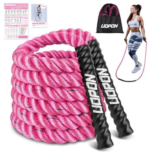 Weighted Jump Rope for Women, Heavy Skipping Rope for Exercise with Training Poster, 9.2FT Weight Fitness Jump Rope for Im...