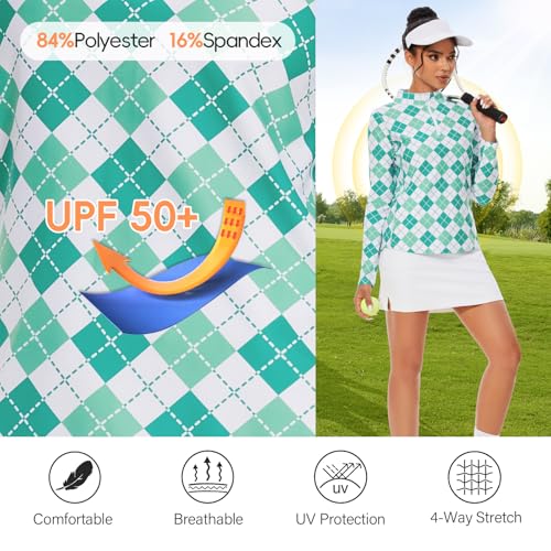 M MOTEEPI Womens Golf Shirt Long Sleeve Athletic Quarter Zip Pullover Sun Protection with Pocket