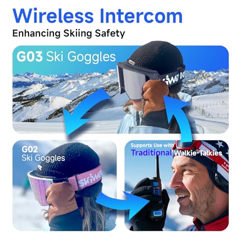 SKIWARRIOR Multifunctional Smart Bluetooth Ski Goggles with Walkie-Talkie, Anti-Fog Zeiss Lens, Music & Call Function