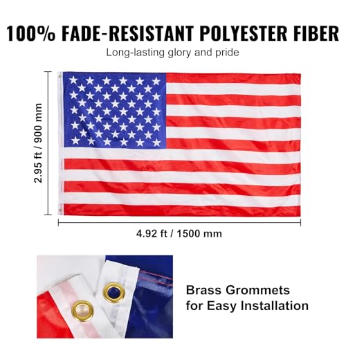VEVOR 30FT Telescoping Flag Pole Kit, Heavy Duty Aluminum Alloy in Ground Flag Poles for Outside, 3 Display Modes Flagpole...