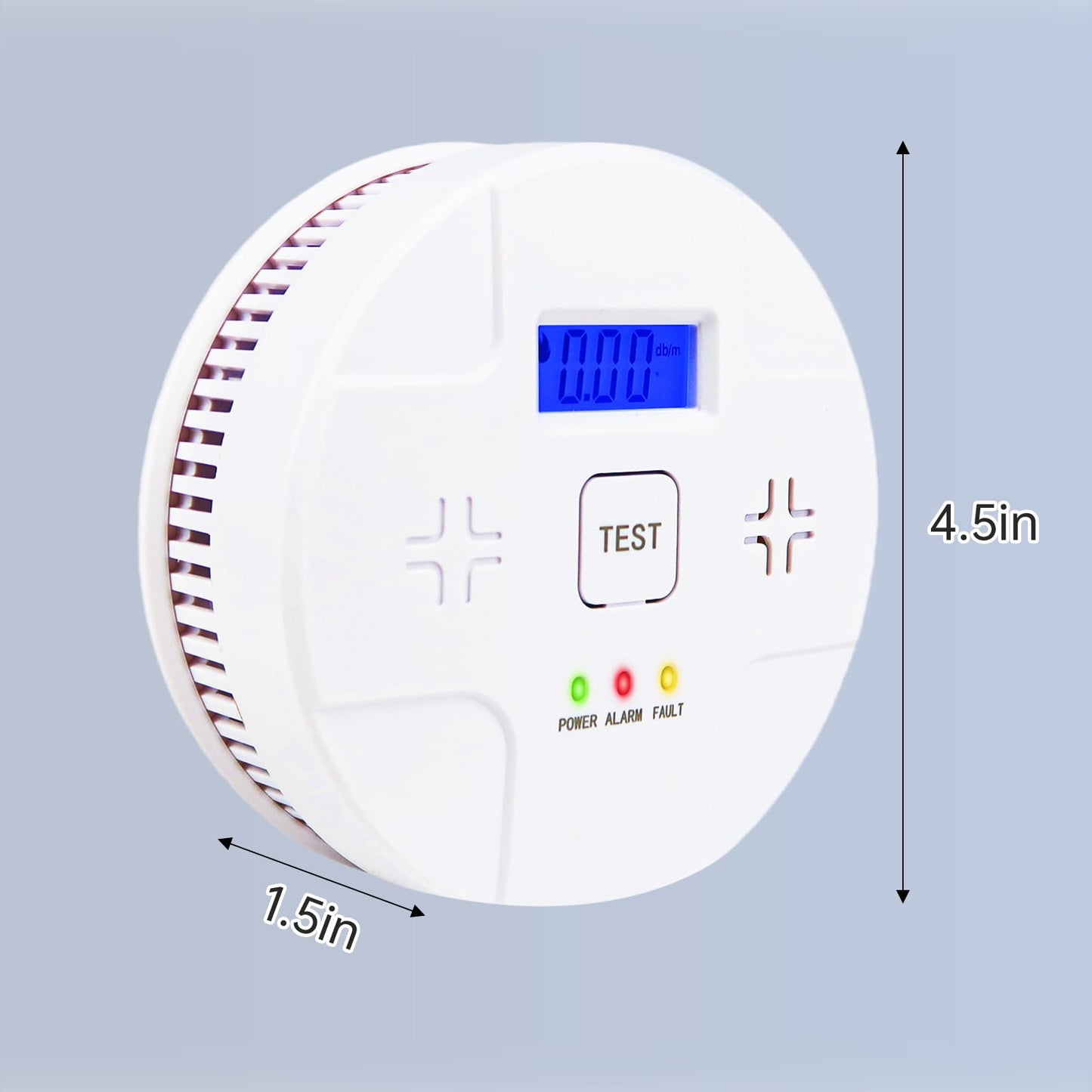 Smoke & Carbon Monoxide Alarms, Smoke Co Detector Combo with Led Digital Display, Sound Alarm, Battery Powered, 2 Packs