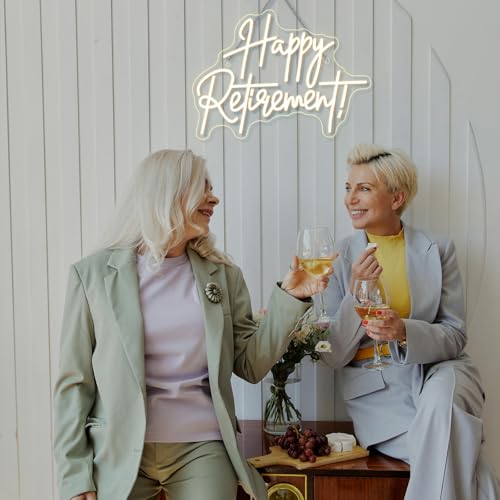 LooKLight Happy Retirement Neon Sign Dimmable Neon Signs For Wall Decor Led Lights For Birthday Party Room Bedroom Decorat...