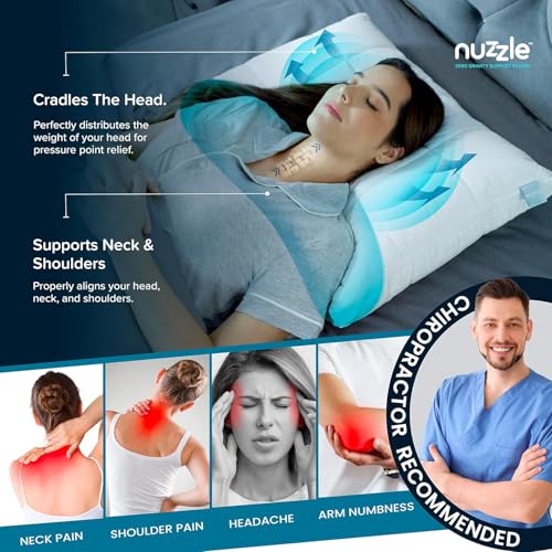 Nuzzle Cooling Adjustable Pillow for Side Sleepers, Luxury Standard Size Bed Pillow Hotel Collection - Best Adjust Height ...