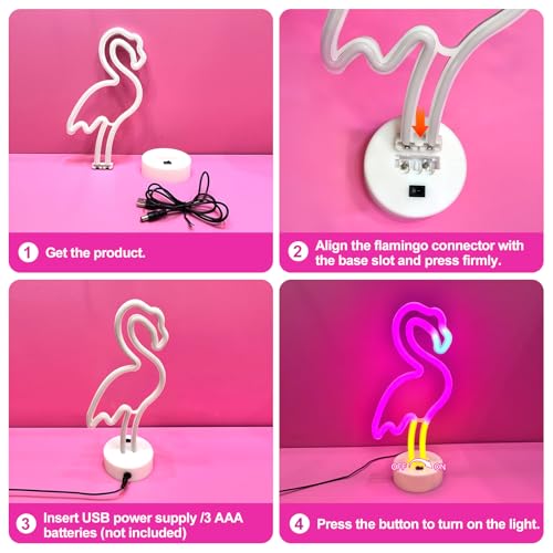 Ursamajor 2 Pack Neon Signs  Pink Flamingo & Neon Palm Tree  Usb/Battery Powered  Energy Efficient  Decor Lights For Girls Bedroom  Party  Dining Tables  Office Desk  Valentine Gifts