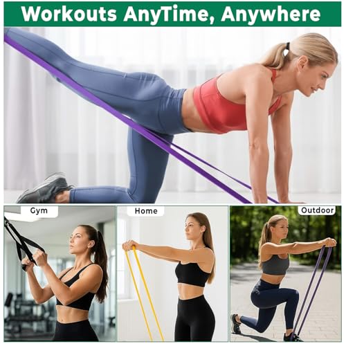 Resistance Bands Set – 5 Level Pull Up Exercise Bands with Handles, Door Anchor & Carry Bag | Workout Bands for Strength T...