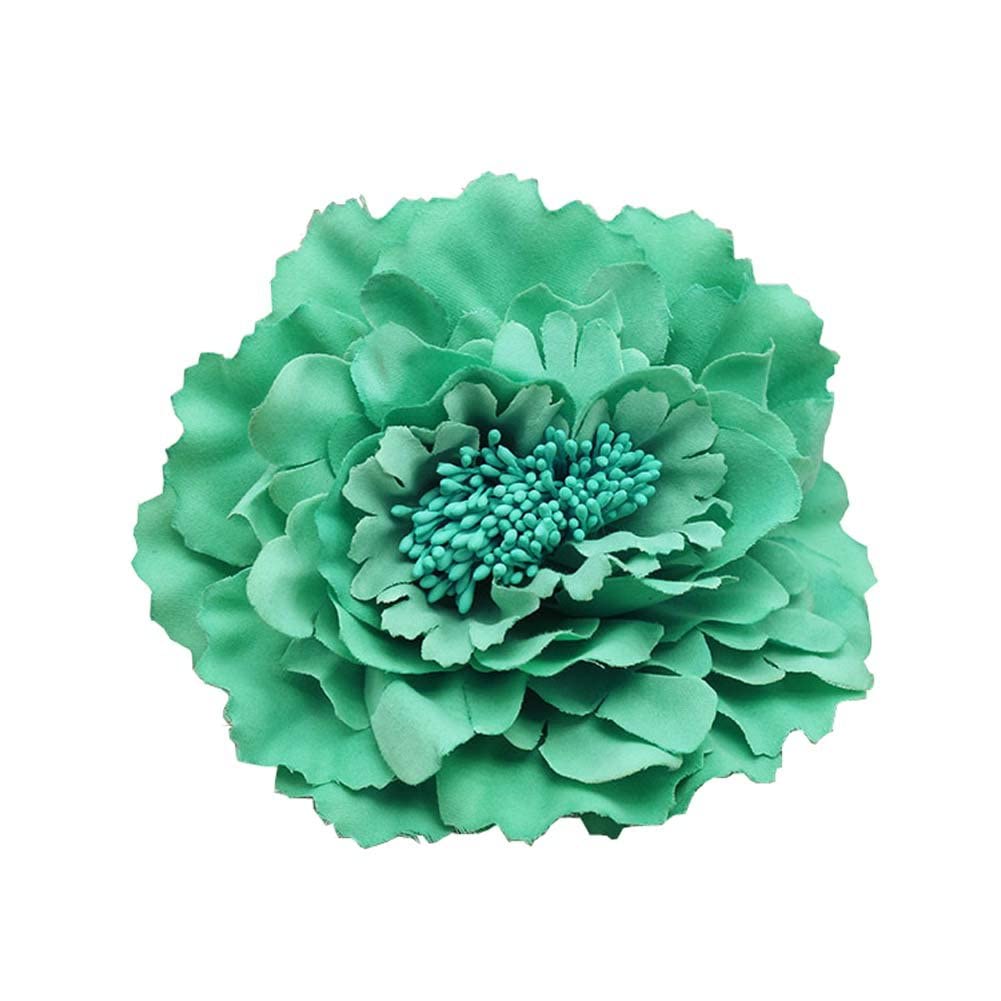 Koolgil Women's Bohemia Peony Flowers Hairpin Hair Clip Flower Brooch for Travel Party Festivals (Turquoise) (Pack of 1)