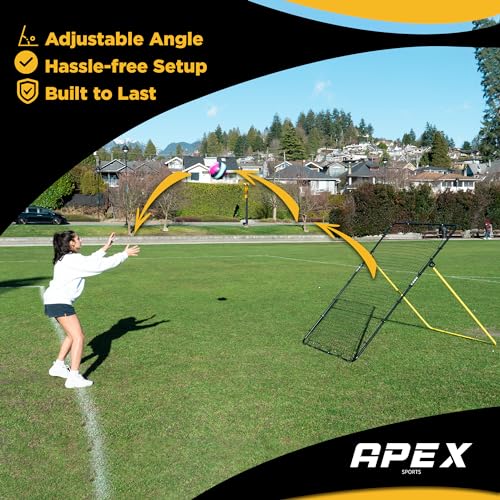 Apex Sports Adjustable Volleyball Rebounder Net 7x4 ft – Bounce Back Training Equipment with Angle Customization for Pract...