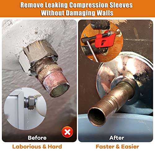 Compression Sleeve Puller Tool Remove Ferrule & Nut Of Pipe, Ferrule Puller For 1/2” Copper Water Compression Sleeve & 1/...