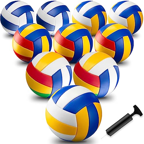 Syhood 10 Pcs Official Size 5 Volleyballs, Soft Volleyball with Pump Needle, Indoor Outdoor Volleyball for Adult Beach San...