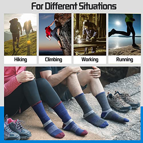 5 Pairs Merino Wool Hiking Socks Warm Thermal Winter Cozy Cushioned Moisture Wicking Socks for Women & Men